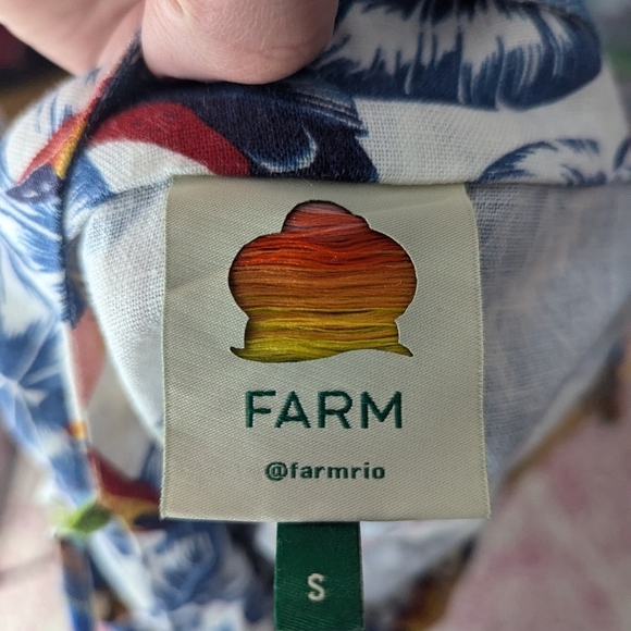 Farm Rio tropical parrot bird safari flying toucans open back dress womans small - Picture 8 of 8